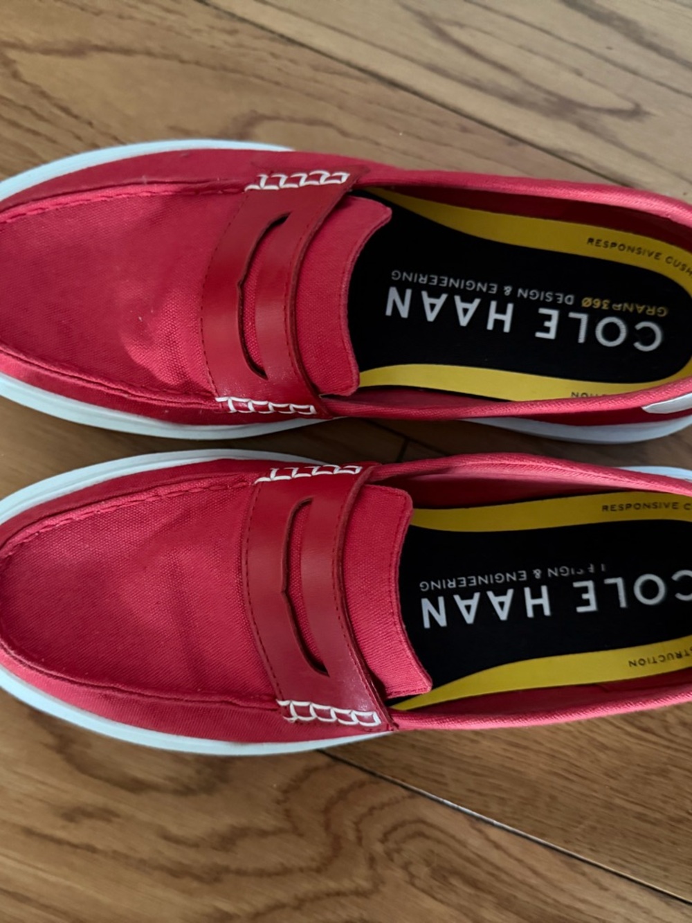 Cole Haan Crimson Canvas Slip-On Loafers